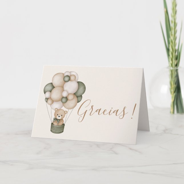 Tarjeta De Agradecimiento Teddy Bear Spanish Baby Thank You Card (Front)