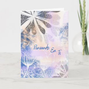 Tarjeta de Ánimo Azul Acuarela Floral Card