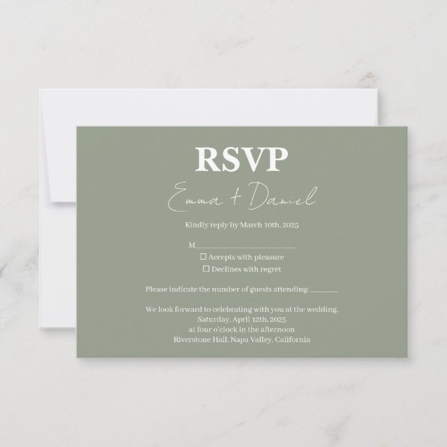 Tarjeta de confirmación RSVP card (Front)