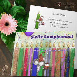Tarjeta de Cumpleaños Ratón Lindo y Velas de Colou Card