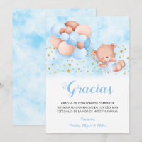Tarjeta de Gracias Bautizo Español Thank You Card