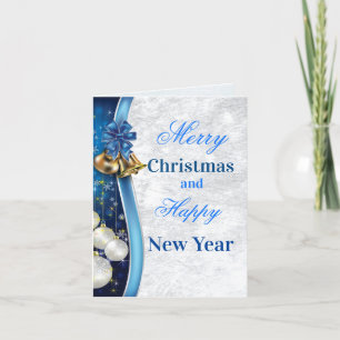 Tarjeta de Navidad Azul y dorado Holiday Card