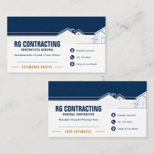 Tarjeta de Presentación Bilingue Contratista Business Card