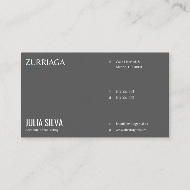 Tarjeta de presentacion enclosure card (Back)