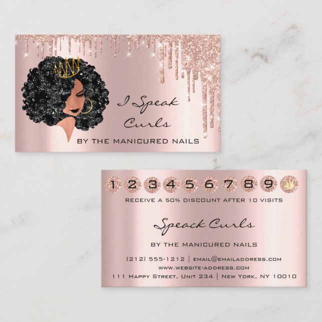 Tarjeta De Visita Loyalty Card 10 Punch Princess (Front/Back)