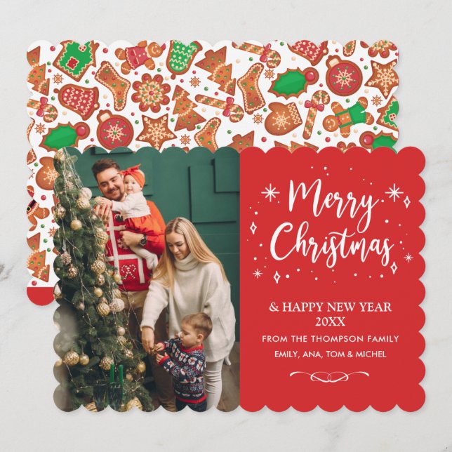 Tarjeta Festiva Family Christmas Cookie photo Card (Front/Back)
