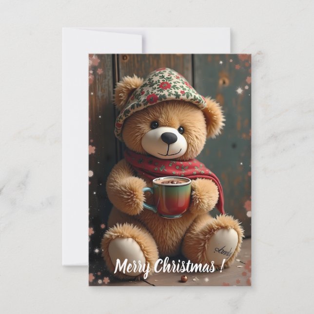 Tarjeta Navideña Teddy #2 Thank You Card (Front)