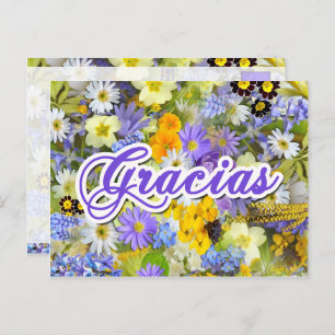 Tarjeta Postal - Gracias - Floral Postcard