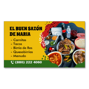 Tarjetas para Venta de Comida Mexican Food Magnetic Business Card
