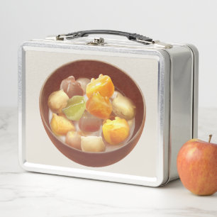 Taro Ball Dessert Illustration Metal Lunch Box