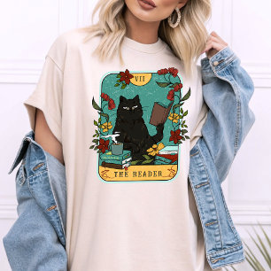 Tarot Aesthetic Funny Cat The Reader Booklover T-Shirt