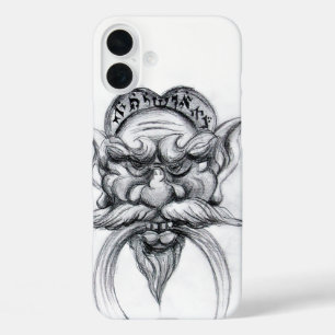 TAROT/ANTIQUE FANTASY GROTESQUE MASK Black White iPhone 16 Plus Case