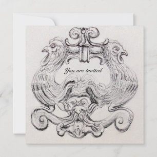 TAROT/ ANTIQUE FLORENTINE GROTESQUE Blue White Invitation