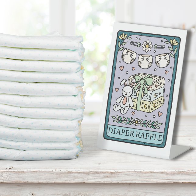 Tarot Baby Shower Diaper Raffle Table Pedestal Sign (Creator Uploaded)