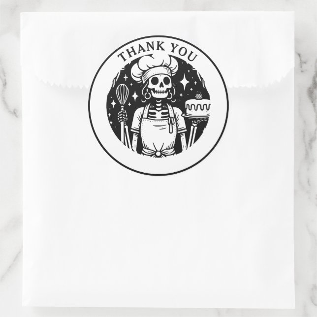 Tarot Baker Pastry Chef Black White Product Classic Round Sticker (Bag)