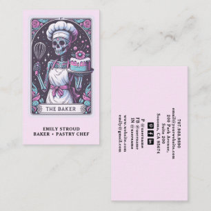 Tarot Baker Pastry Chef Dessert Caterer Pink Business Card