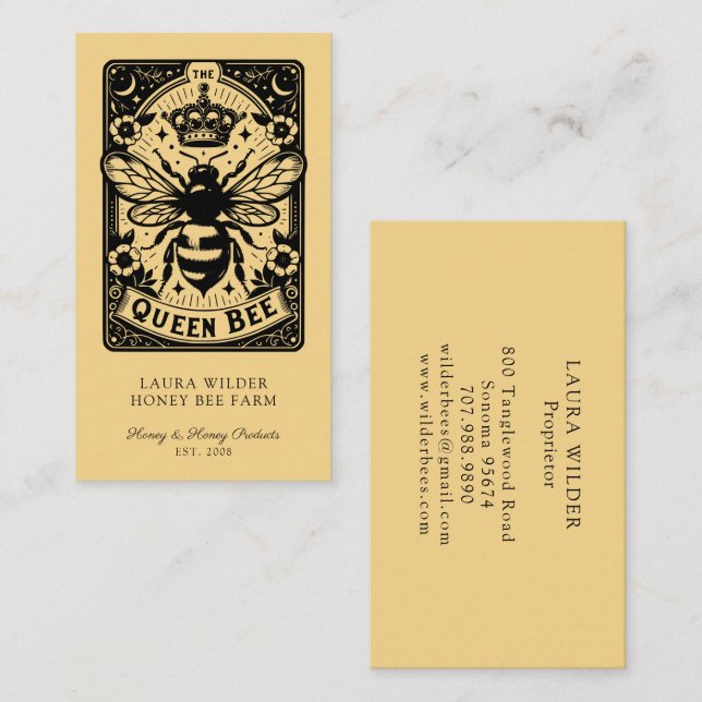 Tarot Bee Theme Honey Bee Apiary Farm Beekeeper Business Card (Front/Back)