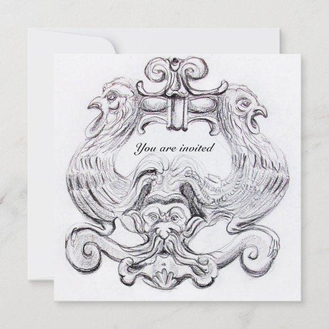 TAROT black metallic silver Invitation (Front)