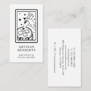 Tarot Black White Artisan Baker Dessert Caterer Business Card