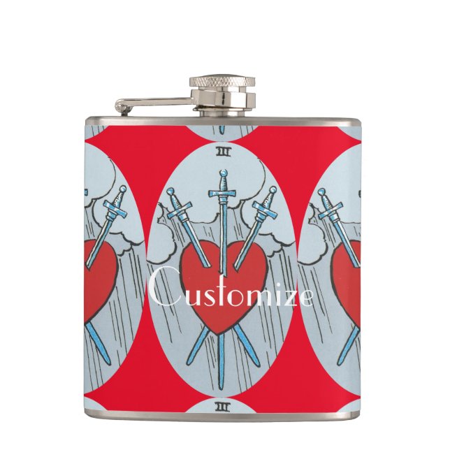 Tarot Card 3 Swords Thunder_Cove   Hip Flask (Front)