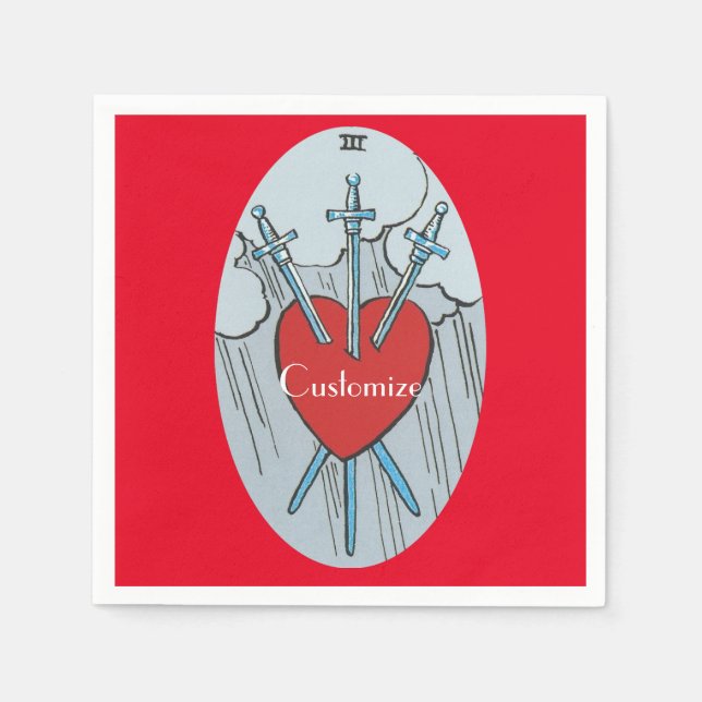 Tarot Card 3 Swords Thunder_Cove  Napkin (Front)