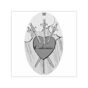Tarot Card 3 Swords Thunder_Cove Self-inking Stamp
