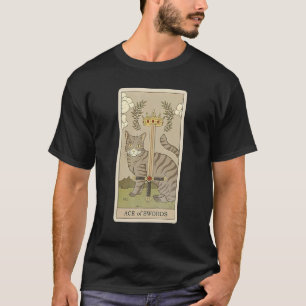 Tarot Card Ace Of Swords And Cat Cosmic Graphic Ca T-Shirt
