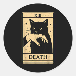 Tarot Card Black Cat Occult Witchy Black Cat Tarot Classic Round Sticker