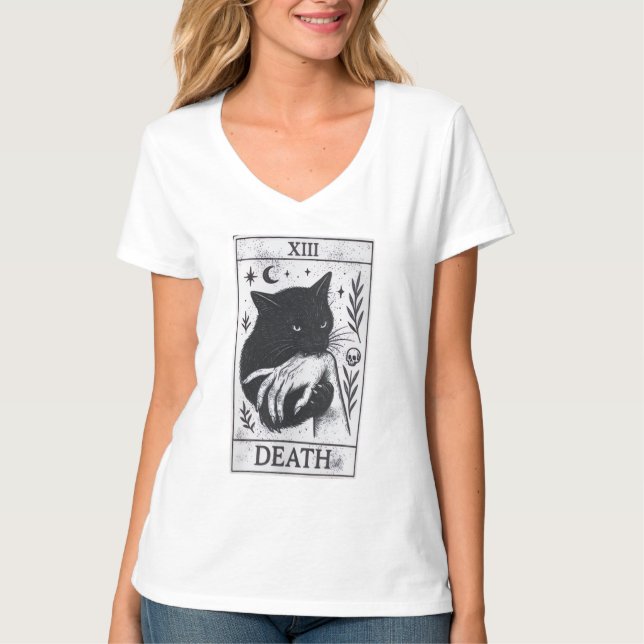 Tarot Card Black Cat Shirt – Tarot Death Tee, Witc (Front)
