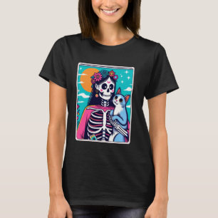 Tarot Card Cat Skeleton Lady T-Shirt