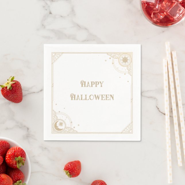 Tarot Card Celestial Happy Halloween Napkin (Insitu)