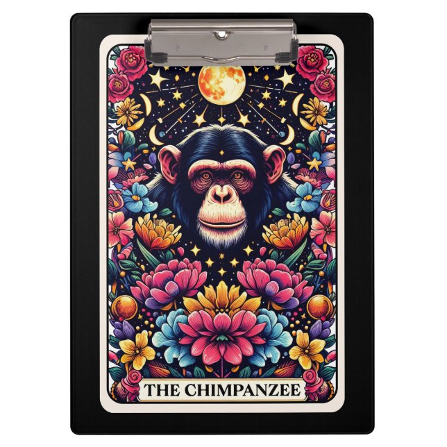Tarot Card Chimpanzee | Primal Wisdom & Playful Clipboard (Front)
