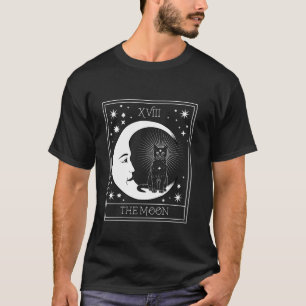 Tarot Card Crescent Moon and Black Cat Cosmic Grap T-Shirt