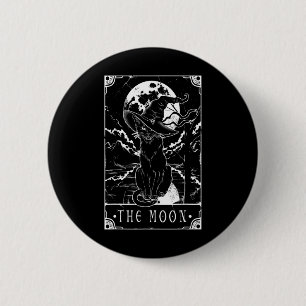 Tarot Card Crescent Moon And Black Cat Witch Hat H 6 Cm Round Badge