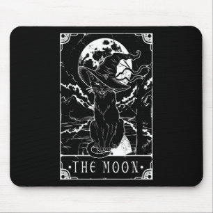 Tarot Card Crescent Moon And Black Cat Witch Hat H Mouse Pad