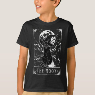 Tarot Card Crescent Moon And Black Cat Witch Hat H T-Shirt