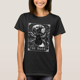 Tarot Card Crescent Moon And Black Cat Witch Hat H T-Shirt