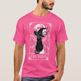 Tarot Card Crescent Moon And Black Cat Witch Hat H T-Shirt