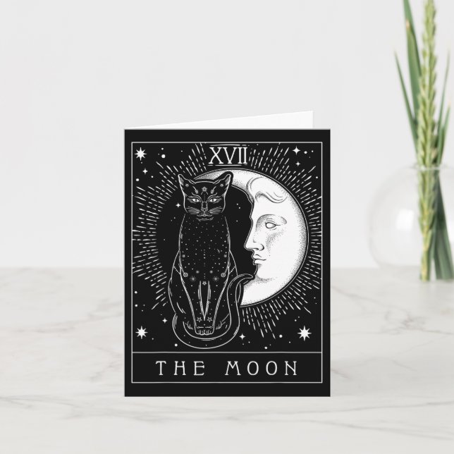 Tarot Card Crescent Moon And Cat Graphic  (Front)