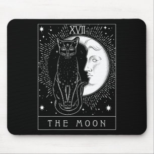 Tarot Card Crescent Moon And Cat Graphic Mouse Pad