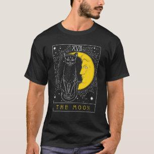 Tarot Card Crescent Moon And Cat Graphic T-Shirt