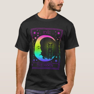 Tarot Card Crescent Moon And Cat Pastel Goth Wicca T-Shirt