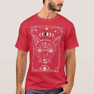 Tarot Card Crescent Moon And Cat T-shirt6453 T-Shirt