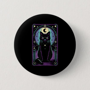 Tarot Card Crescent Moon Black Cat Lover Tarot Cat 6 Cm Round Badge