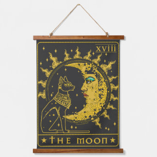 Tarot Card Crescent Moon Cleopatra And Sphynx Cat  Hanging Tapestry