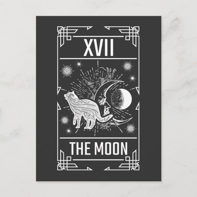 Tarot Card Crescent Moon Occult Cat Gothic Witch (Front)