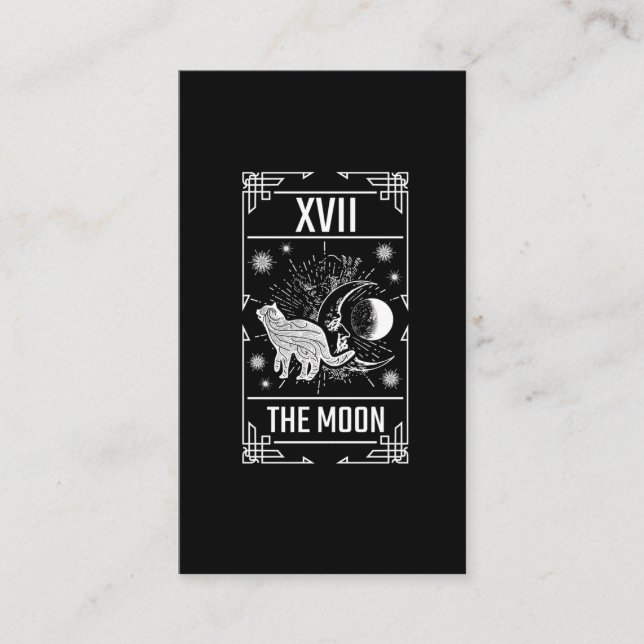 Tarot Card Crescent Moon Occult Cat Gothic Witch (Front)