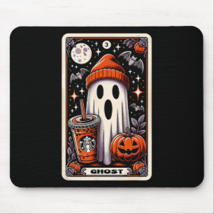 Tarot Card Cute Ghost Spooky Season Jack O Lantern Mouse Pad