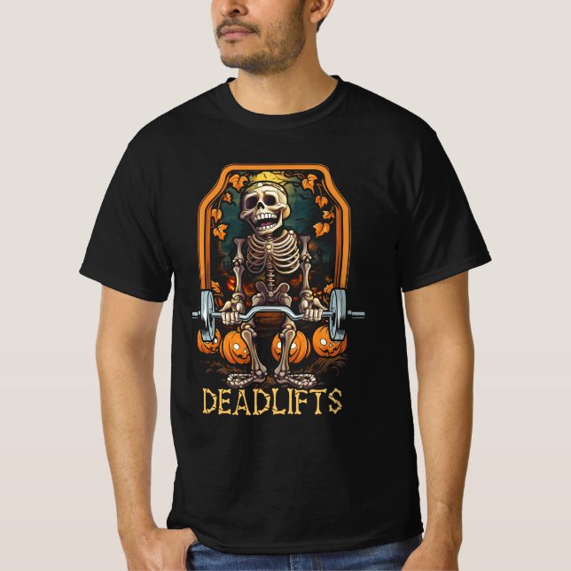 Tarot Card Deadlifts Gym Workout Occult Skeleton H T-Shirt (Front)