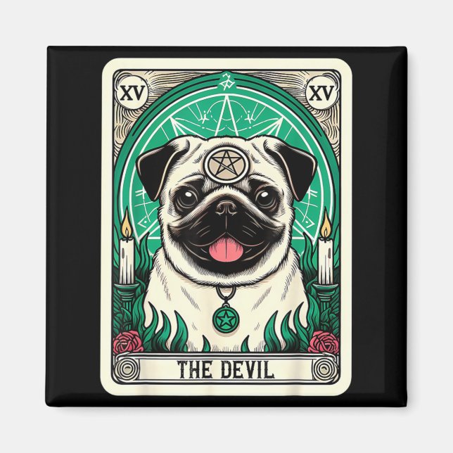 Tarot Card Dog The Devil Satanic Goth Halloween Magnet (Front)